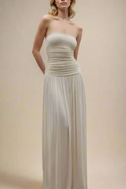 North Bodycon Wrap Midi Dress - Beige