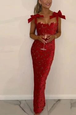 Odette Bodycon Lace Maxi Dress - Lipstick Red -Bodycon Collection Shop odette bodycon lace maxi dress lipstick red bodycon collection usa aus 44745247097050