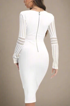 Olivia Long Sleeve Bandage Midi Dress - White Pearl -Bodycon Collection Shop olivia long sleeve bandage midi dress pearl white bodycon collection usa aus 37294505525466