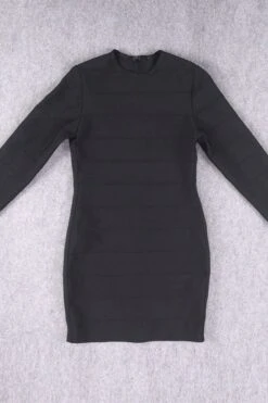 Pamela Long Sleeve Bandage Mini Dress - Classic Black -Bodycon Collection Shop pamela long sleeve bandage mini dress classic black bodycon collection usa aus 37199305769178