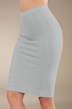 Pencil High Waist Bandage Knee Length Knitted Skirt - Steel Grey -Bodycon Collection Shop pencil high waist bandage knee length knitted skirt steel grey bodycon collection usa aus 42433096089818