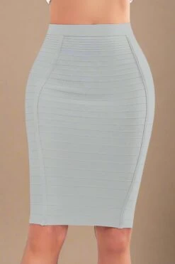 Pencil High Waist Bandage Knee Length Knitted Skirt - Steel Grey -Bodycon Collection Shop pencil high waist bandage knee length knitted skirt steel grey bodycon collection usa aus 42433096122586