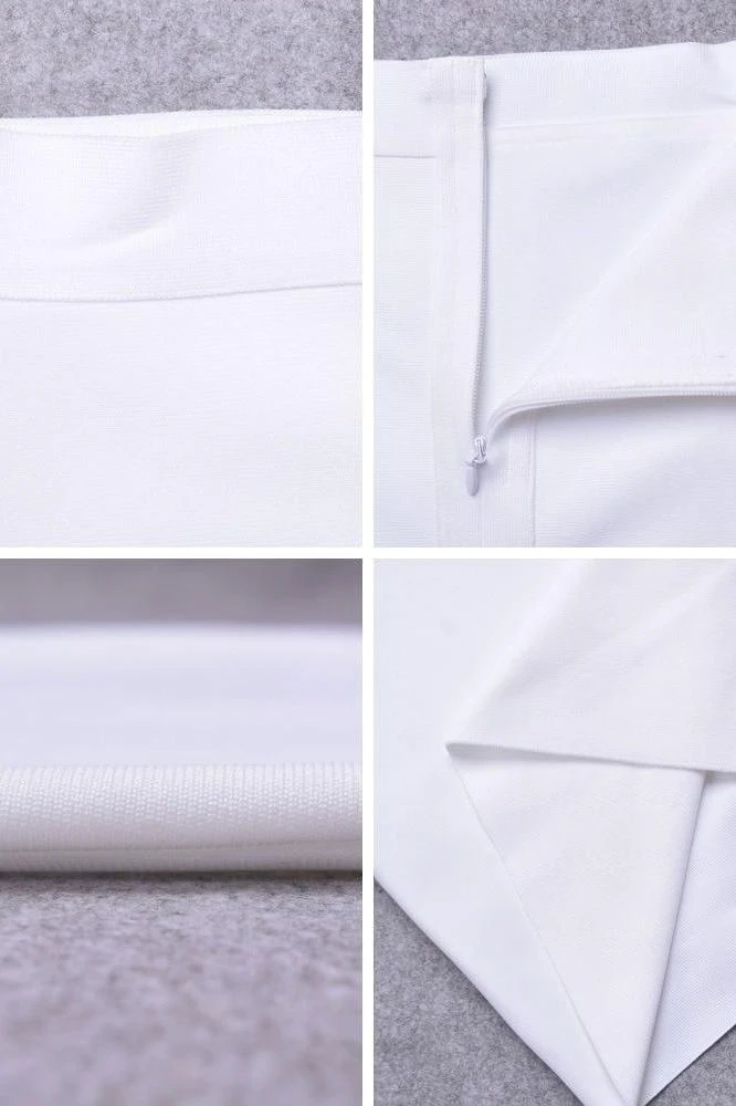 Pencil High Waist Bandage Knee Length Skirt - White Pearl 8 Pencil High Waist Bandage Knee Length Skirt - White Pearl - Image 6