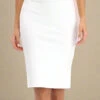 Pencil High Waist Bandage Knee Length Skirt - White Pearl -Bodycon Collection Shop pencil high waist bandage knee length skirt pearl white bodycon collection usa aus 39712029606106