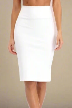 Pencil High Waist Bandage Knee Length Skirt - White Pearl