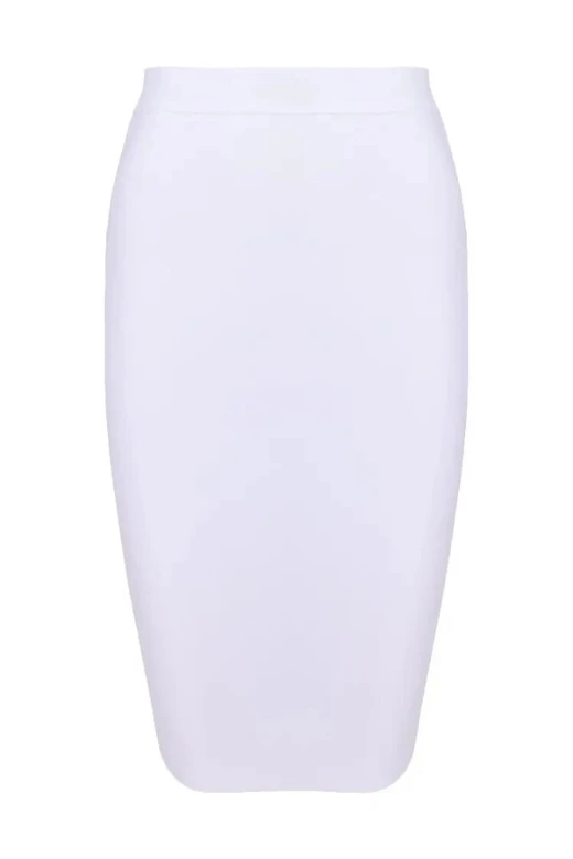 Pencil High Waist Bandage Knee Length Skirt - White Pearl 4 Pencil High Waist Bandage Knee Length Skirt - White Pearl - Image 2