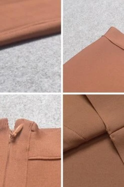 Pencil High Waist Bandage Knee Length Skirt - Tan Brown -Bodycon Collection Shop pencil high waist bandage knee length skirt tan brown bodycon collection usa aus 28526531805263