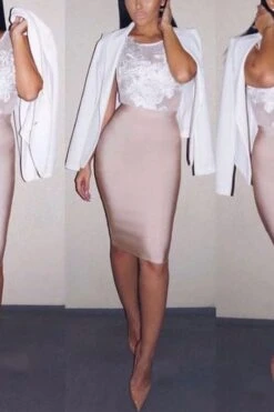 Pencil High Waist Bandage Knee Length Skirt - Tan Brown -Bodycon Collection Shop pencil high waist bandage knee length skirt tan brown bodycon collection usa aus 39739048427738