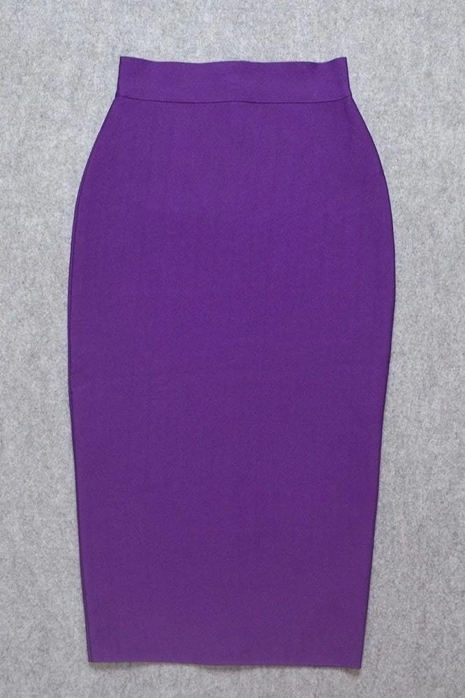 Pencil High Waist Bandage Midi Skirt - Plum Purple 11 Pencil High Waist Bandage Midi Skirt - Plum Purple - Image 9