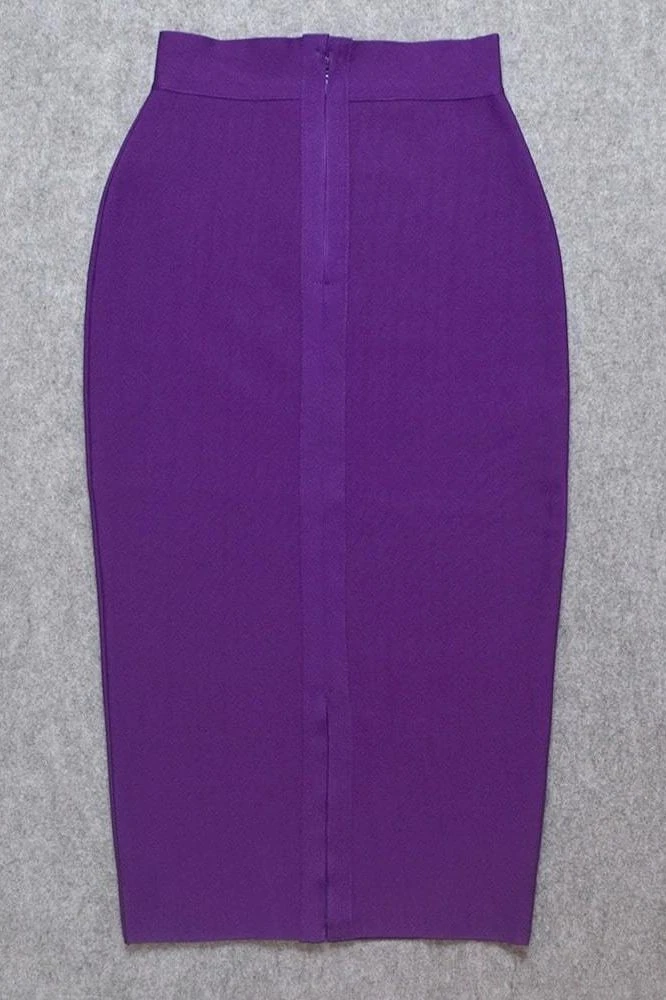 Pencil High Waist Bandage Midi Skirt - Plum Purple 12 Pencil High Waist Bandage Midi Skirt - Plum Purple - Image 10