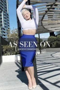 Pencil High Waist Bandage Midi Skirt - Royal Blue -Bodycon Collection Shop pencil high waist bandage midi skirt royal blue bodycon collection usa aus 39837757931738