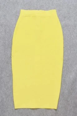 Pencil High Waist Bandage Midi Skirt - Sun Yellow -Bodycon Collection Shop pencil high waist bandage midi skirt sun yellow bodycon collection usa aus 28523931435087