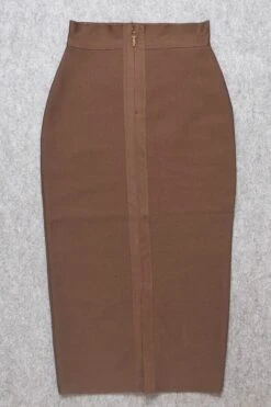 Pencil High Waist Bandage Midi Skirt - Tan Brown -Bodycon Collection Shop pencil high waist bandage midi skirt tan brown bodycon collection usa aus 28527275802703