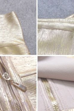 High Waist Leather Pencil Skirt Mini Length - Metallic Gold -Bodycon Collection Shop pencil high waist bandage mini skirt gold bodycon collection usa aus 36414036148442