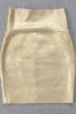 High Waist Leather Pencil Skirt Mini Length - Metallic Gold -Bodycon Collection Shop pencil high waist bandage mini skirt gold bodycon collection usa aus 36414052958426