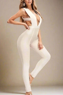 Pia Bandage Pants Jumpsuit - Cream