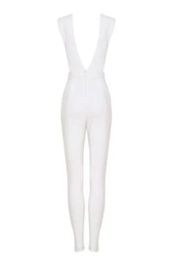 Pia Bandage Pants Jumpsuit - White Pearl -Bodycon Collection Shop pia bandage pants jumpsuit pearl white bodycon collection usa aus 36708105814234