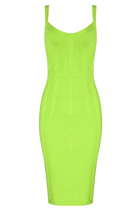 Pip Bandage Corset Dress - Neon Green 4 Pip Bandage Corset Dress - Neon Green - Image 2