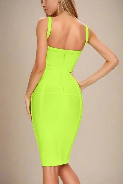 Pip Bandage Corset Dress - Neon Green 5 Pip Bandage Corset Dress - Neon Green - Image 3