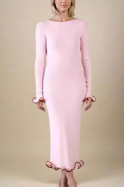 Regina Long Sleeve Bodycon Maxi Dress - Dusty Pink
