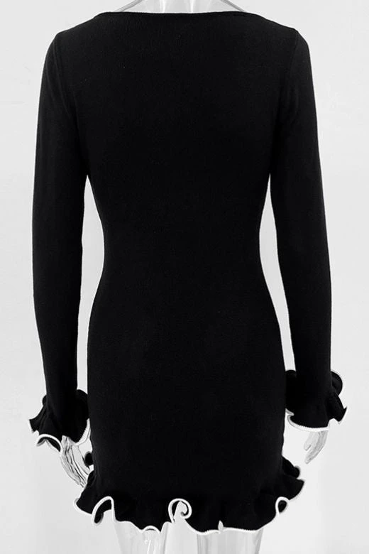Regina Long Sleeve Bodycon Mini Dress - Classic Black 12 Regina Long Sleeve Bodycon Mini Dress - Classic Black - Image 10