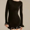 Regina Long Sleeve Bodycon Mini Dress - Classic Black