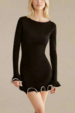 Regina Long Sleeve Bodycon Mini Dress - Classic Black