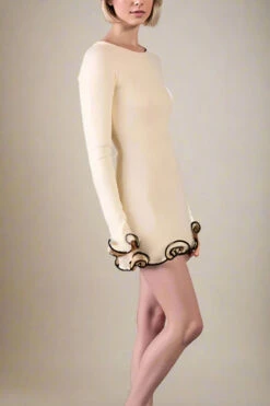 Regina Long Sleeve Bodycon Mini Dress - Cream -Bodycon Collection Shop regina long sleeve bodycon mini dress cream bodycon collection usa aus 1146690917