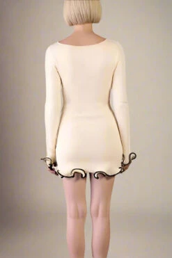 Regina Long Sleeve Bodycon Mini Dress - Cream -Bodycon Collection Shop regina long sleeve bodycon mini dress cream bodycon collection usa aus 1146690918