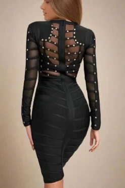 Rosa Long Sleeve Bodycon Dress - Classic Black -Bodycon Collection Shop rosa long sleeve bodycon dress classic black bodycon collection usa aus 40412163637466