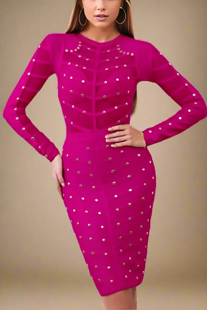 Rosa Long Sleeve Bodycon Dress - Neon Purple 3 Rosa Long Sleeve Bodycon Dress - Neon Purple