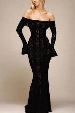 Rose Long Sleeve Bodycon Maxi Dress - Classic Black -Bodycon Collection Shop rose long sleeve bodycon maxi dress classic black bodycon collection usa aus 44273477517530