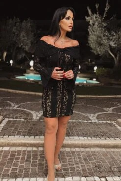 Rose Long Sleeve Bodycon Mini Dress - White Pearl -Bodycon Collection Shop rose long sleeve bodycon mini dress white pearl bodycon collection usa aus 1160644101 1