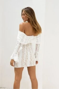 Rose Long Sleeve Bodycon Mini Dress - White Pearl -Bodycon Collection Shop rose long sleeve bodycon mini dress white pearl bodycon collection usa aus 1175661372