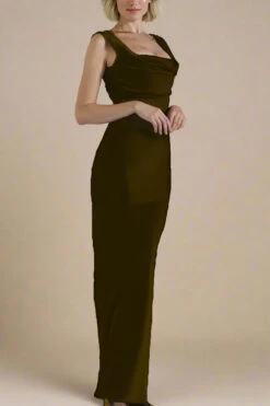 Sabrina Satin Top And Maxi Skirt Outfit Set - Chocolate Brown -Bodycon Collection Shop sabrina wrap top and maxi skirt outfit set chocolate brown bodycon collection usa aus 1150174597