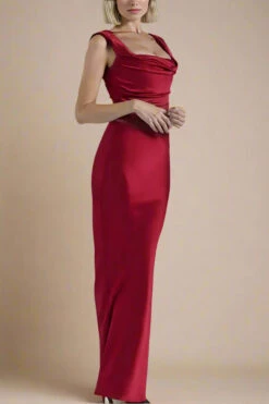 Sabrina Satin Top And Maxi Skirt Outfit Set - Lipstick Red