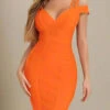 Sia Bandage Dress - Apricot Orange