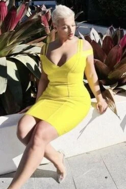 Sia Bandage Dress - Sun Yellow -Bodycon Collection Shop sia bandage dress sun yellow bodycon collection usa aus 28526374420559