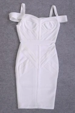 Sophia Bandage Dress - White Pearl -Bodycon Collection Shop sophia bandage dress pearl white bodycon collection usa aus 28526117355599