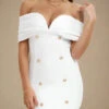 Tanya Bandage Mini Dress - White Pearl -Bodycon Collection Shop tanya bandage mini dress pearl white bodycon collection usa aus 41687803527386