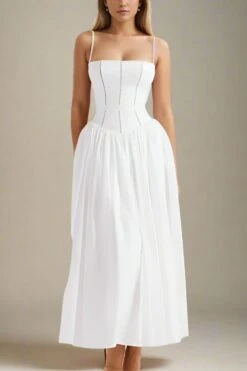 Tasmin Midi Dress - White Pearl