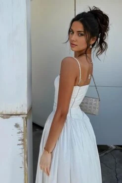 Tasmin Midi Dress - White Pearl -Bodycon Collection Shop tasmin bodycon midi dress pearl white bodycon collection usa aus 43603518390490