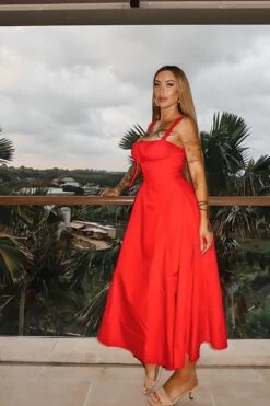 Taylor Bodycon Day Midi Dress - Pumpkin Orange -Bodycon Collection Shop taylor bodycon day midi dress baby blue bodycon collection usa aus 44094455644378 2