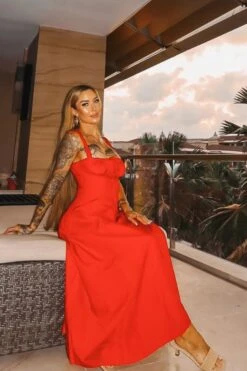 Taylor Bodycon Day Midi Dress - Pumpkin Orange -Bodycon Collection Shop taylor bodycon day midi dress baby blue bodycon collection usa aus 44094455677146 6