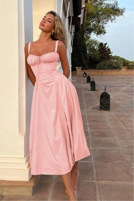 Taylor Bodycon Day Midi Dress - Dusty Pink 6 Taylor Bodycon Day Midi Dress - Dusty Pink - Image 4