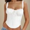 Valerie Crop Top - White Pearl -Bodycon Collection Shop valerie corset crop top pearl white bodycon collection usa aus 43626850615514