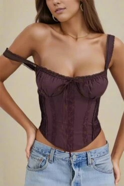 Valerie Crop Top - Tan Brown -Bodycon Collection Shop valerie corset crop top tan brown bodycon collection usa aus 43626863821018