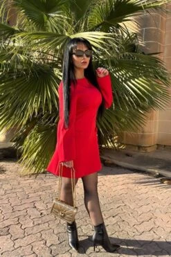 Zena Long Sleeve Bodycon Mini Dress - Lipstick Red -Bodycon Collection Shop zena long sleeve bodycon mini dress lipstick red bodycon collection usa aus 1153008528