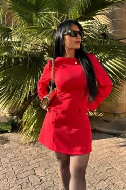 Zena Long Sleeve Bodycon Mini Dress - Lipstick Red -Bodycon Collection Shop zena long sleeve bodycon mini dress lipstick red bodycon collection usa aus 1153008530