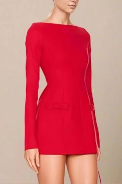 Zena Long Sleeve Bodycon Mini Dress - Lipstick Red -Bodycon Collection Shop zena long sleeve bodycon mini dress lipstick red bodycon collection usa aus 44197210489050